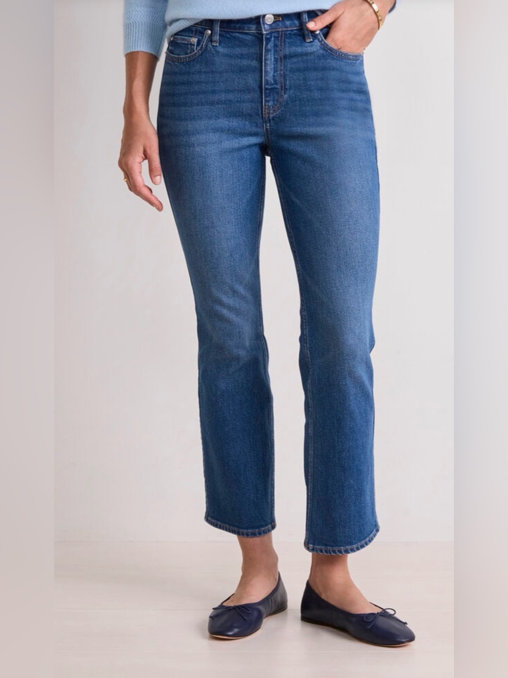 Vineyard Vines Audrey Jeans Sz 29‎ Coastal Blue Cropped Kick Flare Stretch Denim